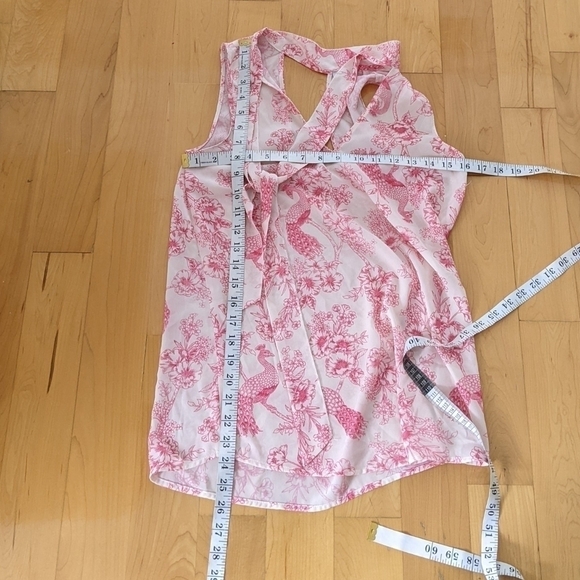 Tristan halter top with bow pink floral peacock print Small @T1 - Picture 2 of 3